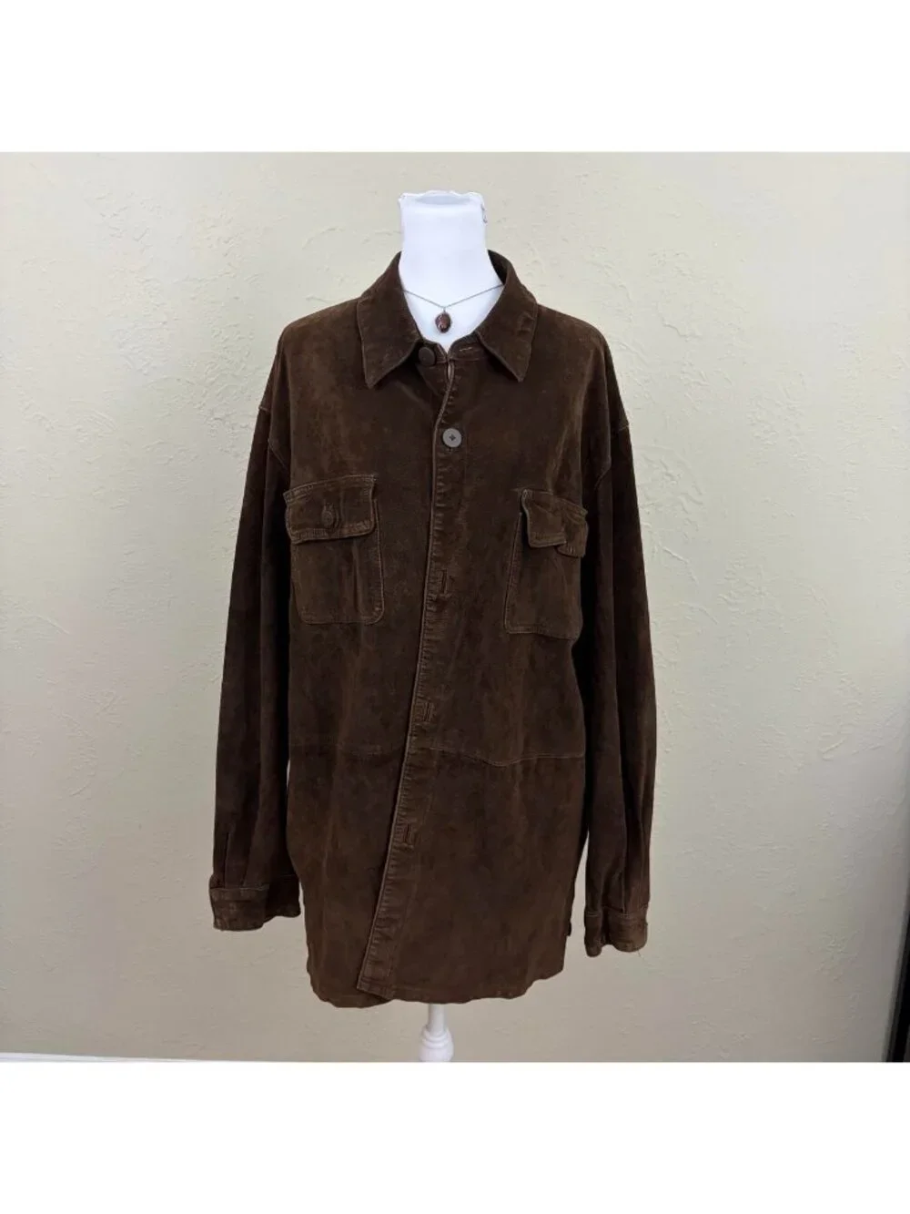 90s brown suede leather distressed western grunge shirt jacket